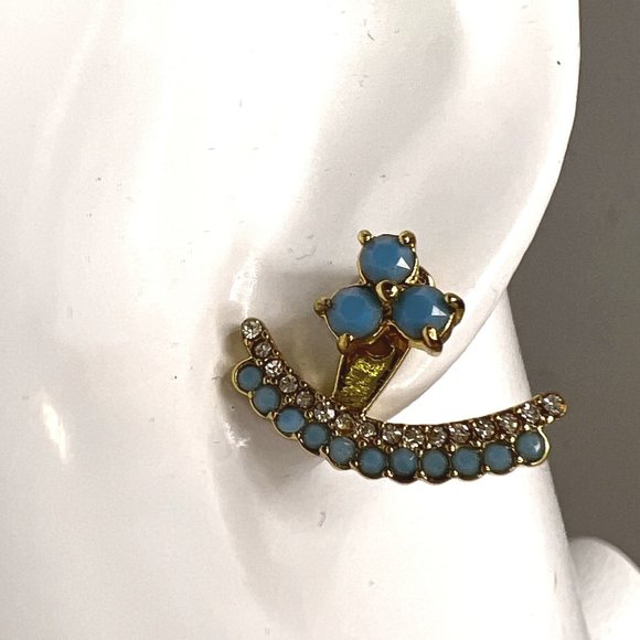 Kate Spade Dainty Sparklers Cluster 2 pc Earring Jacket Stud Turquoise Blue NWT - Picture 6 of 7